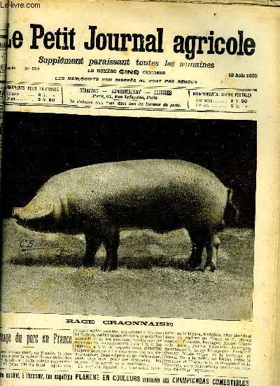LE PETIT JOURNAL AGRICOLE N 554 - La ferme : L'levage du porc en France (fig.)-