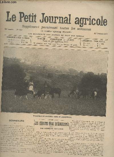 LE PETIT JOURNAL AGRICOLE N 617 - 12e anne - 27 octobre 1907 - Les chvres dans le Sancerrois - Mrite agricole - Le sucrage et la consommation personnelle - Hygine vtrinaire : la litire - La situation du march des crales - Concours de l'arrondi