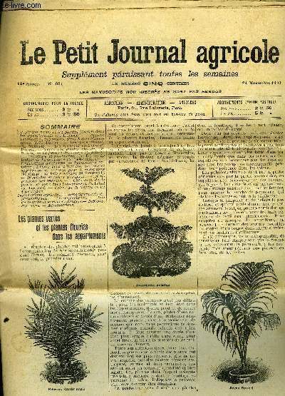 LE PETIT JOURNAL AGRICOLE N 621 - Les plantes vertes et les plantes fleuries dans les appartements (P. I,aborde).