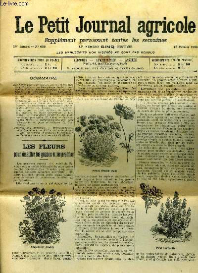 LE PETIT JOURNAL AGRICOLE N 633 - Les fleurs pour mailler les gazons et les prairies (Dujardin).