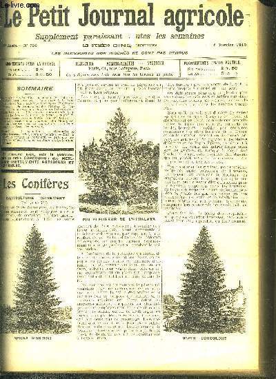 LE PETIT JOURNAL AGRICOLE N 736 les conifres - la meilleure betterave fouragere - une mission commerciale franaise  Londres - emploi du fumier fumier frais et fumier fait - de l'enrnement des chevaux etc.