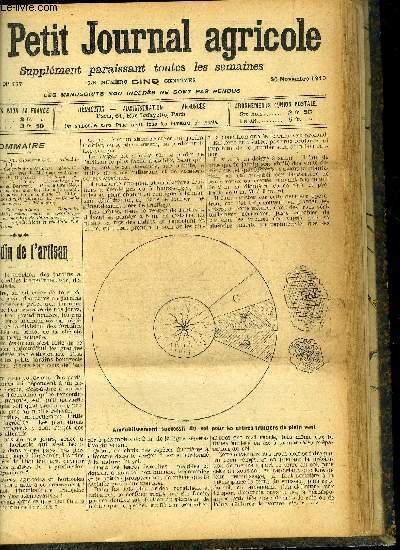 LE PETIT JOURNAL AGRICOLE N 777 Le jardin de l'artisan - l'arrachage des betteraves - la fumure potassique des vignes - les vins verts - chaires spciales d'agriculture etc.