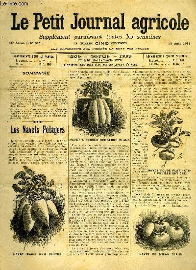 LE PETIT JOURNAL AGRICOLE N 815 - Les navets potagers (P. Laborde).
