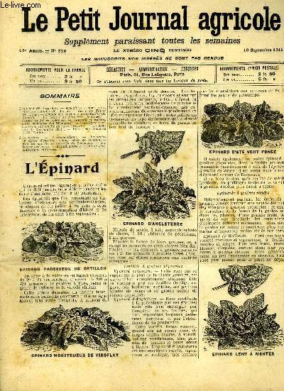 LE PETIT JOURNAL AGRICOLE N 819 - L'pinard (P. Dujardin).