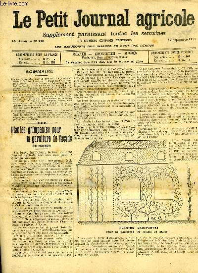 LE PETIT JOURNAL AGRICOLE N 820 - Plantes grimpantes pour la garniture de faade de maison (Ch. Grosdemange).