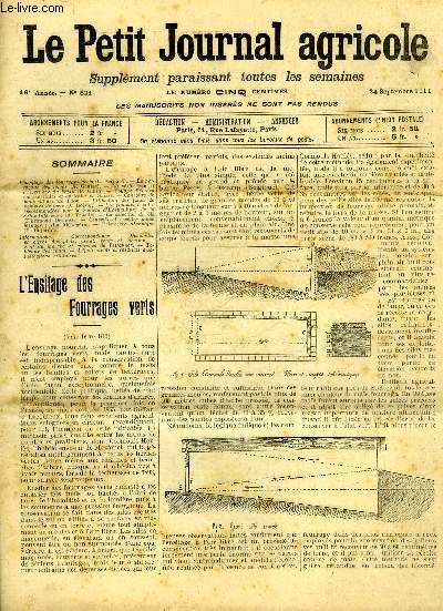 LE PETIT JOURNAL AGRICOLE N 821 - L'ensilage des fourrages verts (L. Bernard).