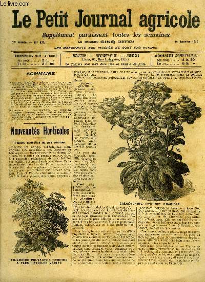 LE PETIT JOURNAL AGRICOLE N 837 - Nouveauts horticoles ; plantes nouvelles ou peu connues (P. Du jardin).