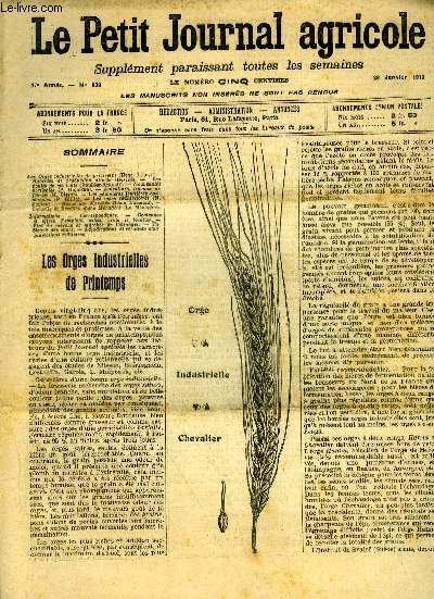 LE PETIT JOURNAL AGRICOLE N 839 - Les Orges industrielles de printemps (Henri Lajus).