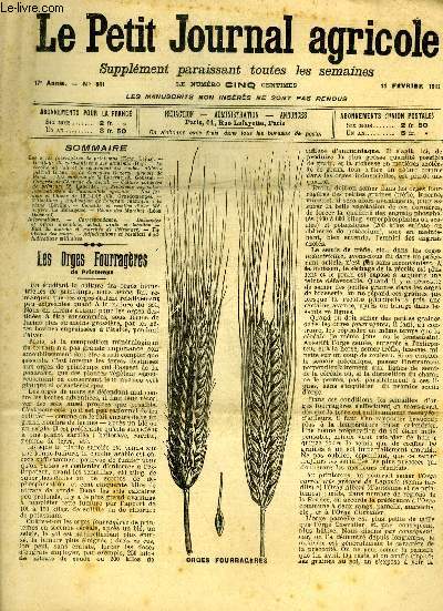 LE PETIT JOURNAL AGRICOLE N 841 Les orges fourragres de printemps (Henri Lajus).