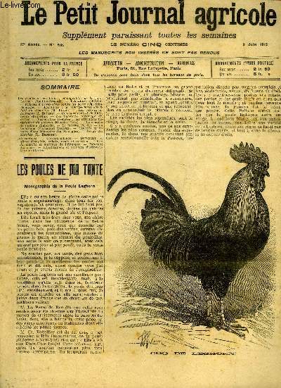 LE PETIT JOURNAL AGRICOLE N 858 - Les Poules de ma tante ; monographie de la poule Leghorn (Roullier-Arnoult).