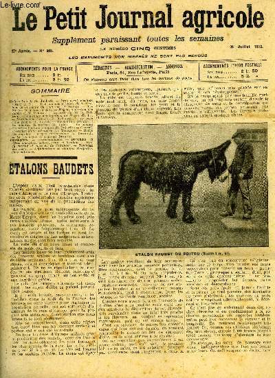 LE PETIT JOURNAL AGRICOLE N 865 - Etalons baudets (E.Joubert).