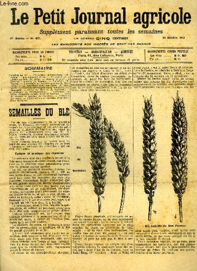LE PETIT JOURNAL AGRICOLE N 877 - Semailles du bl.