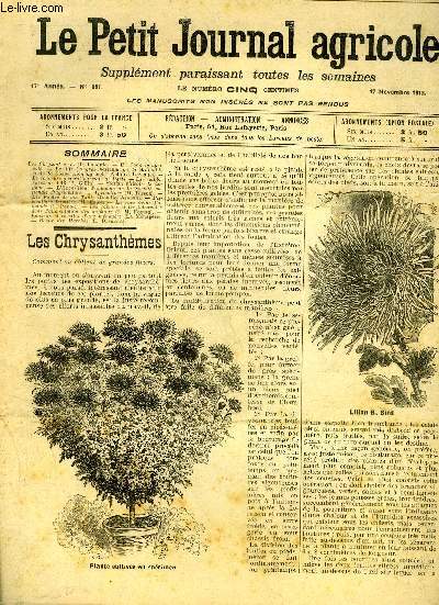 LE PETIT JOURNAL AGRICOLE N 881 - Les Chrysanthmes (P. La barde).