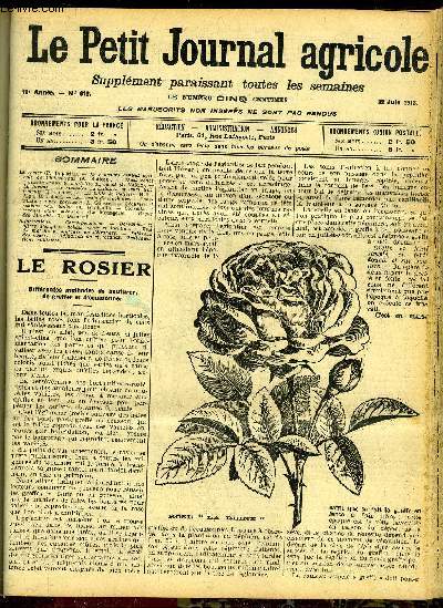 LE PETIT JOURNAL AGRICOLE N 912 - Le rosier (P. Dujardin).