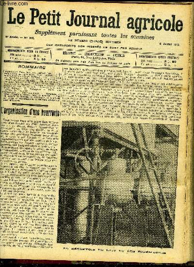 LE PETIT JOURNAL AGRICOLE N 914 - L'organisation d'une beurrerie (Alfred Grau),