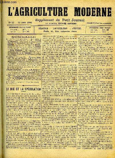 L'AGRICULTURE MODERNE N 13 - P.-P. Dehrain : La pomme de terre  grands rendements.