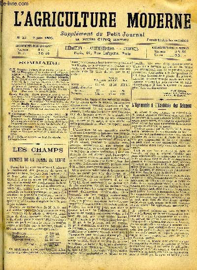 L'AGRICULTURE MODERNE N 23 - G.-V; Garola : Fumure de la pomme de terre.