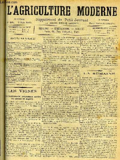 L'AGRICULTURE MODERNE N 231 - Dr Paul Gazeneuve : Les traitements arsenicaux contre les attises en Algrie.