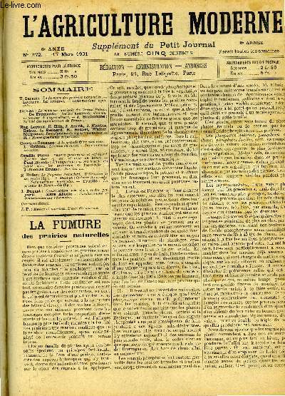 L'AGRICULTURE MODERNE N 272 - T. Sarazin: La fumure des prairies naturelles.