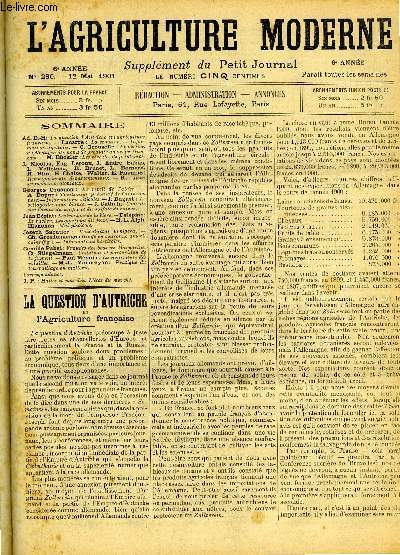 L'AGRICULTURE MODERNE N 280 - Ad. D.-H: La question d'Autriche et Vagriculture franaise.