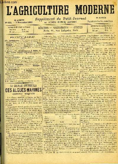 L'AGRICULTURE MODERNE N 305 - Alb. Larbaletrier : La culture artificielle des I algues marines comme engrais.