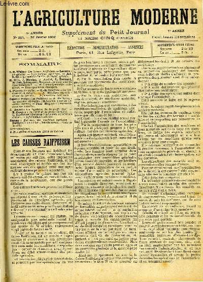 L'AGRICULTURE MODERNE N 317 - S.-E. Walter: Les Caisses Raiffeisen.