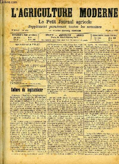 L'AGRICULTURE MODERNE N 429 - T. Sarrazin : Culture du topinambour.