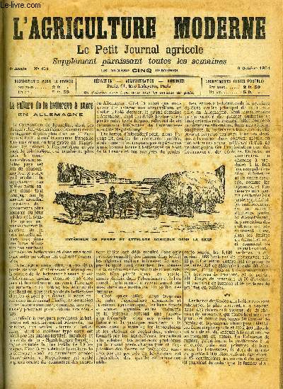 L'AGRICULTURE MODERNE N 458 - Les champs : La culture de la betterave  sucre en Allemagne.