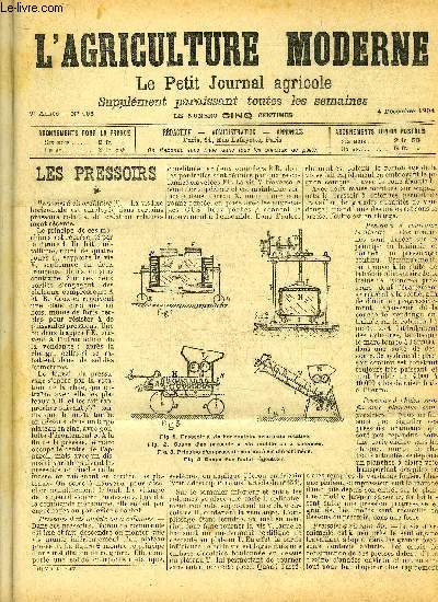 L'AGRICULTURE MODERNE N 466 - Les vignes : Les pressoirs {Rg.).