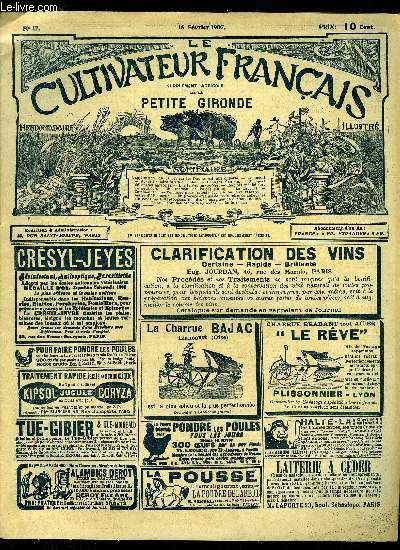 LE CULTIVATEUR FRANCAIS - Premire anne - N 17 - L'application de la loi sur les fraudes est une duperie.