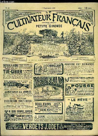 LE CULTIVATEUR FRANCAIS - Premire anne - N 46 - Faut-il crer un permis de pche ?Le march des avoines.