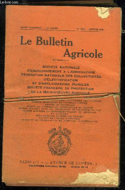 LE BULLETIN AGRICOLE - 11 NUMEROS + 2 SUPPLEMENTS - N1862 A 1873