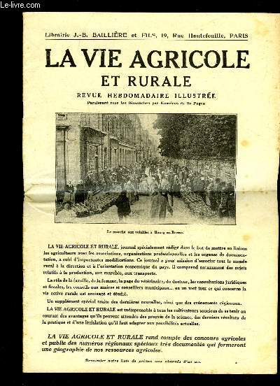 LA VIE AGRICOLE ET RURALE