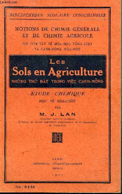 LES SOLS EN AGRICULTURE - ETUDE CHIMIQUE