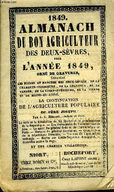 ALMANACH DU BON AGRICULTEUR DES DEUX SEVRES POUR L'ANNEE 1849 .