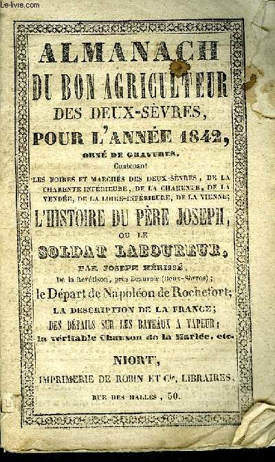 ALMANACH DU BON AGRICULTEUR DES DEUX SVRES POUR L'ANNEE 1842 .