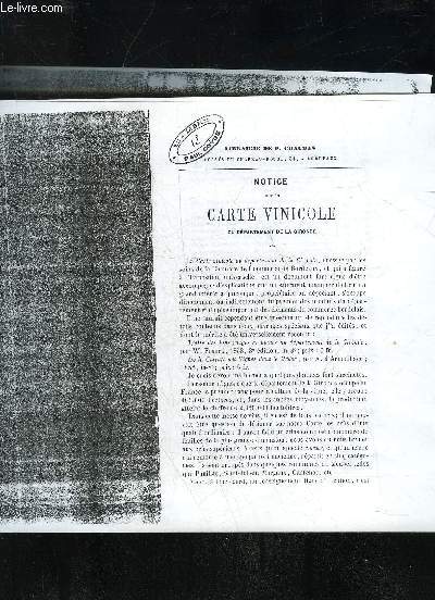 NOTICE SUR LA CARTE VINICOLE DU DEPARTEMENT DE LA GIRONDE