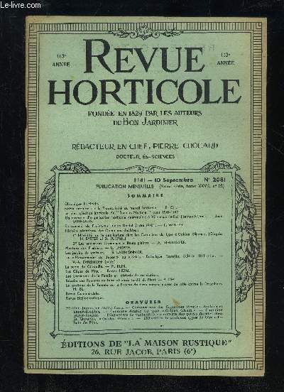 LA REVUE HORTICOLE 1941 N 2081 - Chronique horticole.Notre enqute sur la Productivit du travail horticole. - P. CH.Le plan d'action horticole du 