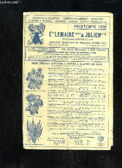 LEMAIRE ET JULIEN CATALOGUE PRINTEMPS 1936