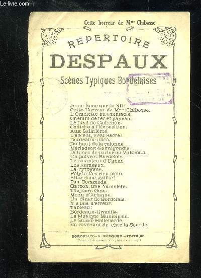 REPERTOIRE DESPAUX SCENES TYPIQUES BORDELAISES