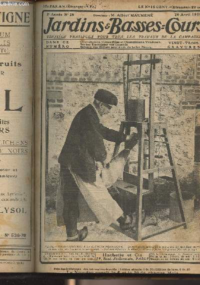 JARDINS ET BASSES-COURS N 28 2e anne - 20 avril 1909 - Sachez engraisser vos canards - Soignez vos oeillets pour avoir de belles fleurs - Champignons comestibles et champignons vnneux - Cultures intercalaires au potager pour 7 personnes - Comment lo