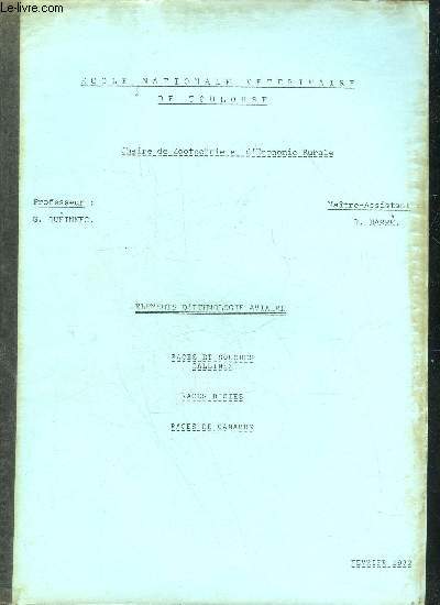 ELEMENTS D'ETHNOLOGIE AVIAIRE - RACES ET SOUCHES GALLINES - RACES D'OIES - RACES DE CANARDS - ECOLE NATIONALE VETERINAIRE DE TOULOUSE - CHAIRE DE ZOOTECHNIE ET D'ECONOMIE RURALE - FEVRIER 1972.