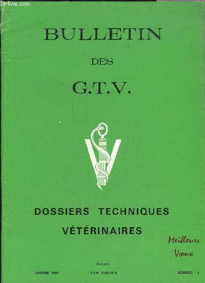 BULLETIN DE G.T.V. N1 JANVIER 1983 - 12e JOURNEES NATIONALES DES G.T.V.LES AFFECTIONS RESPIRATOIRES DES LAPINS PATHOLOGIE RESPIRATOIRE ET MYXOMATOSEEncart PROLONTEXPATHOLOGIE DES REPRODUCTRICES - EVOLUTION DE QUELQUES PARAMETRES PLASMATIQUES CHEZ LES L