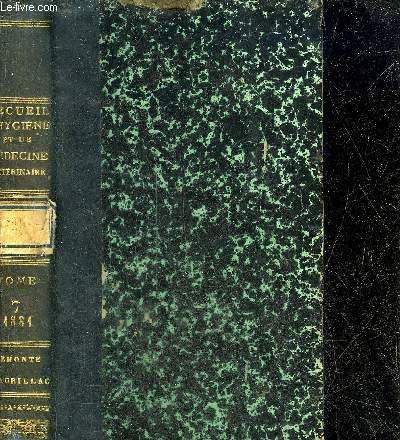 RECUEIL DE MEMOIRES ET OBSERVATIONS SUR L'HYGIENE ET LA MEDECINE VETERINAIRES MILITAIRES - 2E SERIE TOME 7 - Compte rendu des rapports annuels des vtrinaires en 1878 - effectif gnral des chevaux et mulets au 31 dcembre 1878 etc.
