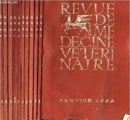 REVUE DE MEDECINE VETERINAIRE - LOT DE 12 NUMEROS DE L'ANNEE 1966 EN 11 VOLUMES - N1 AU N12 JANVIER A DECEMBRE 1966.