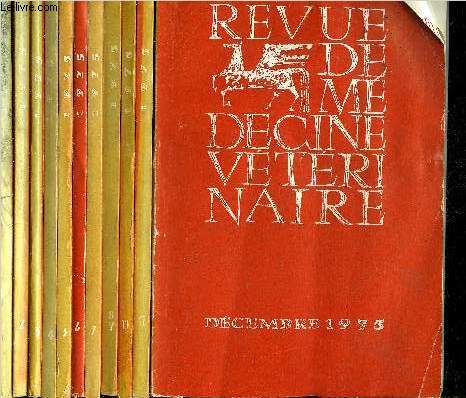 REVUE DE MEDECINE VETERINAIRE - LOT DE 12 NUMEROS DE L'ANNEE 1975 EN 11 VOLUMES - N1 AU N12 JANVIER A DECEMBRE 1975.