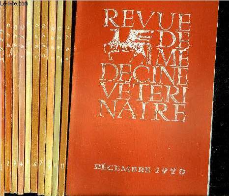 REVUE DE MEDECINE VETERINAIRE - LOT DE 12 NUMEROS DE L'ANNEE 1970 EN 11 VOLUMES - N1 AU N12 JANVIER A DECEMBRE 1970.
