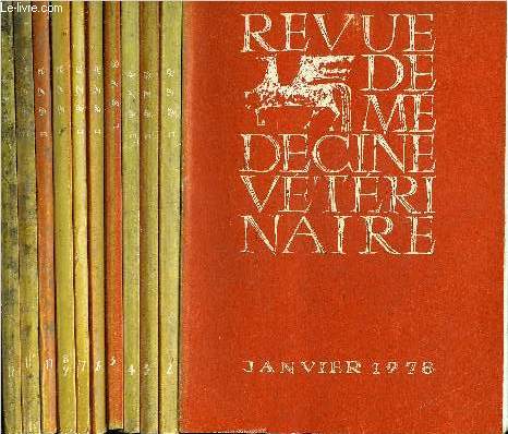 REVUE DE MEDECINE VETERINAIRE - LOT DE 12 NUMEROS DE L'ANNEE 1978 EN 11 VOLUMES - N1 AU N12 JANVIER A DECEMBRE 1978.