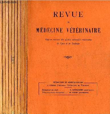 REVUE DE MEDECINE VETERINAIRE - 10 NUMEROS 10 VOLUMES - JANVIER + FEVRIER + MARS + AVRIL + MAI + JUIN + JUILLET + AOUT-SEPTEMBRE + OCTOBRE + NOVEMBRE 1960.