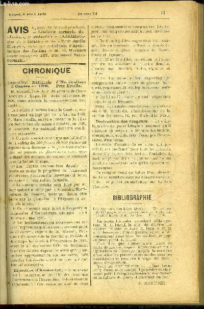 LE PETIT JARDIN ILLUSTRE N 74 - Chronique, H. Martinet ; Choux-fleurs et brocolis, J. Guillemain ; Sur la mosaculture, Albert Maumen ; Dahlias 